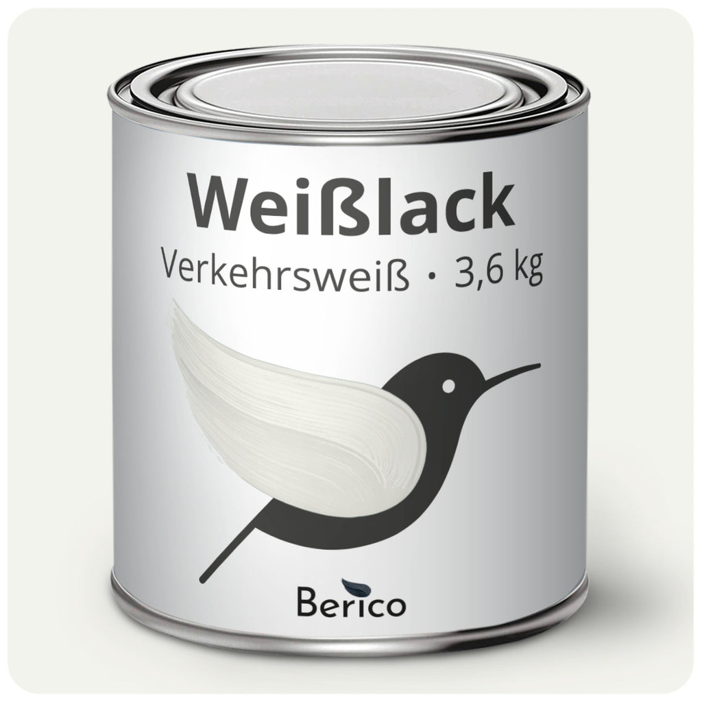 Berico Weisslack - Der universelle Weisslack für Innen und Außen - Helles Weiß (Verkehrsweiß) 3.6 kg - Berico Farben