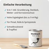 Berico Weisslack - Der universelle Weisslack für Innen und Außen - Warmes Weiss / Reinweiss 3.6 kg - Berico Farben