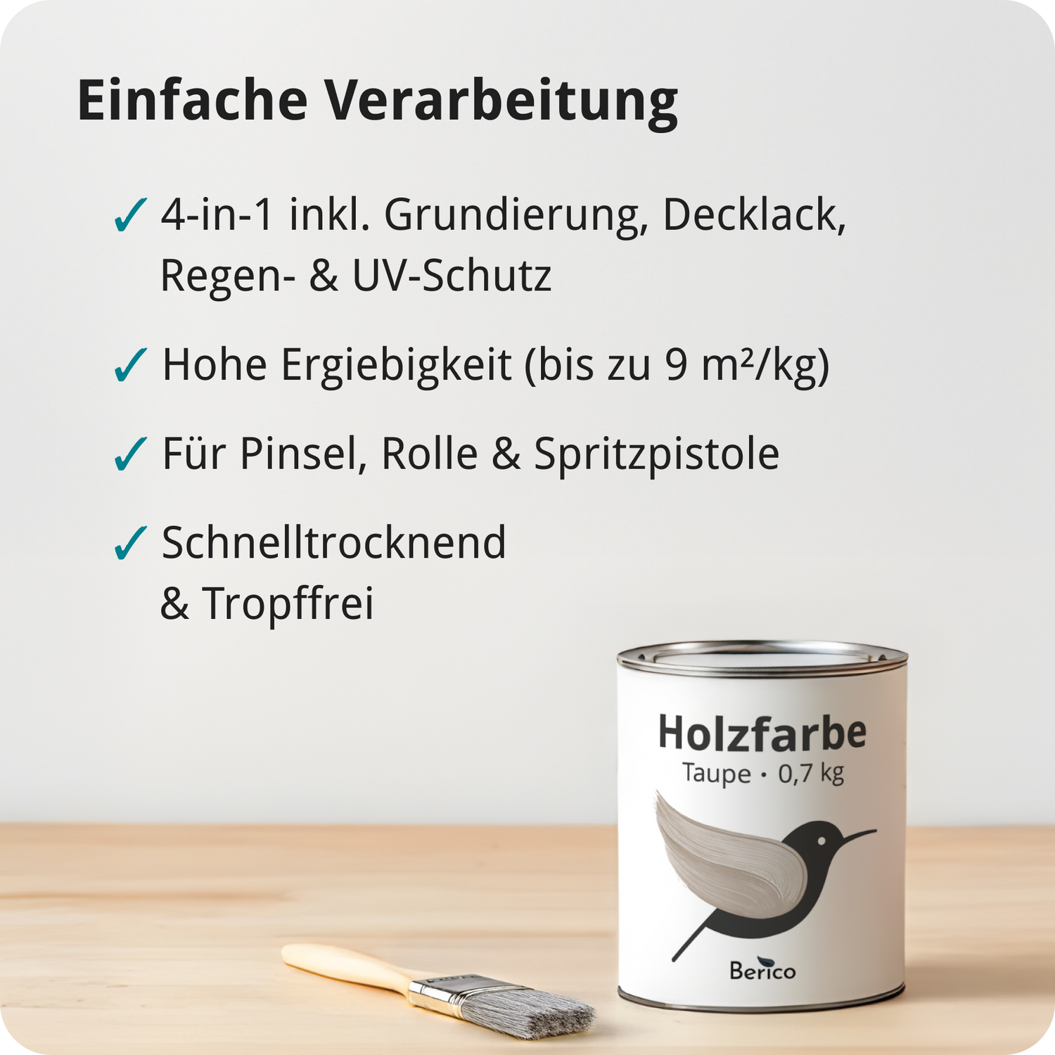 Berico Holzfarbe: 4-in-1 Holzlack für Innen und Außen
