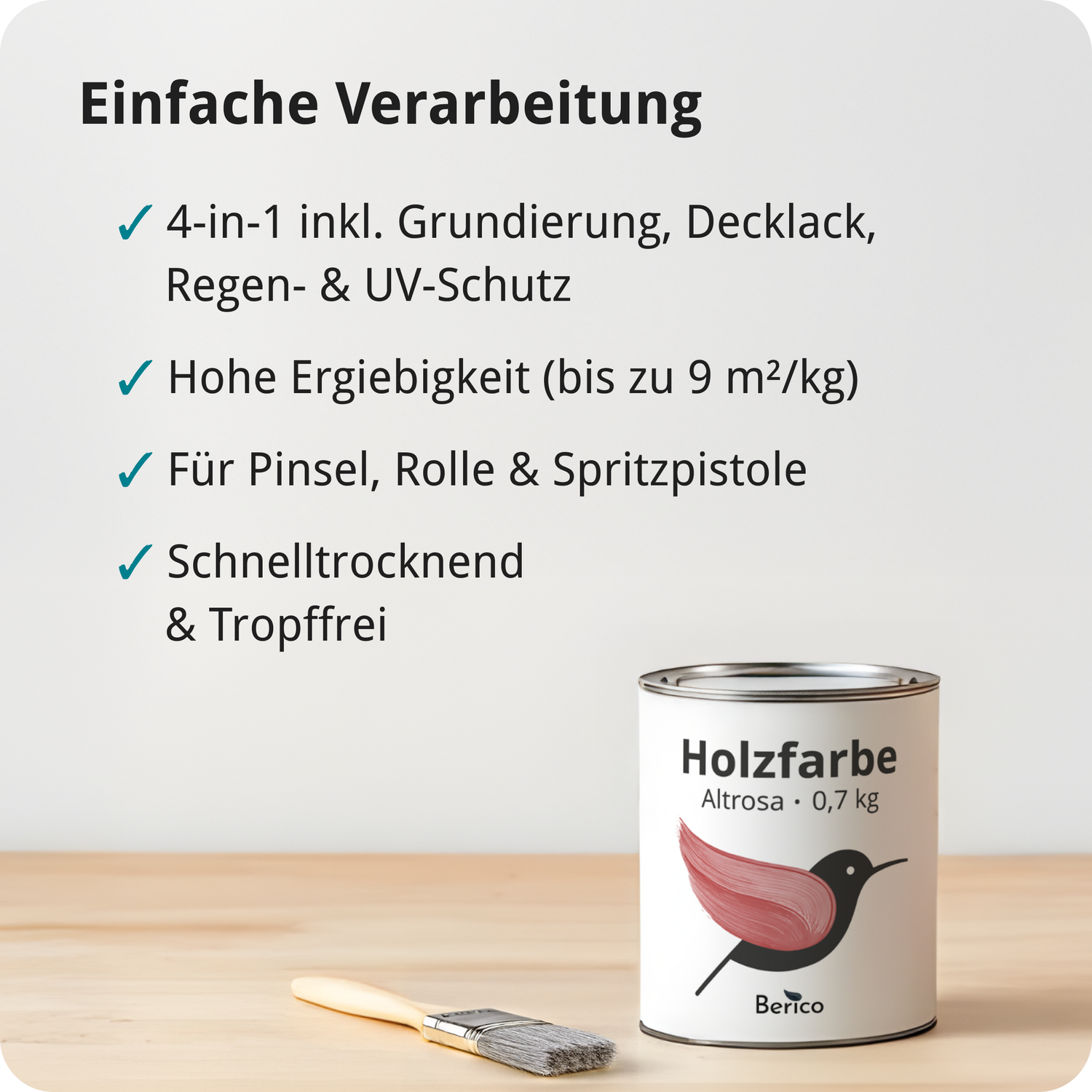 Berico Holzfarbe: 4-in-1 Holzlack für Innen und Außen