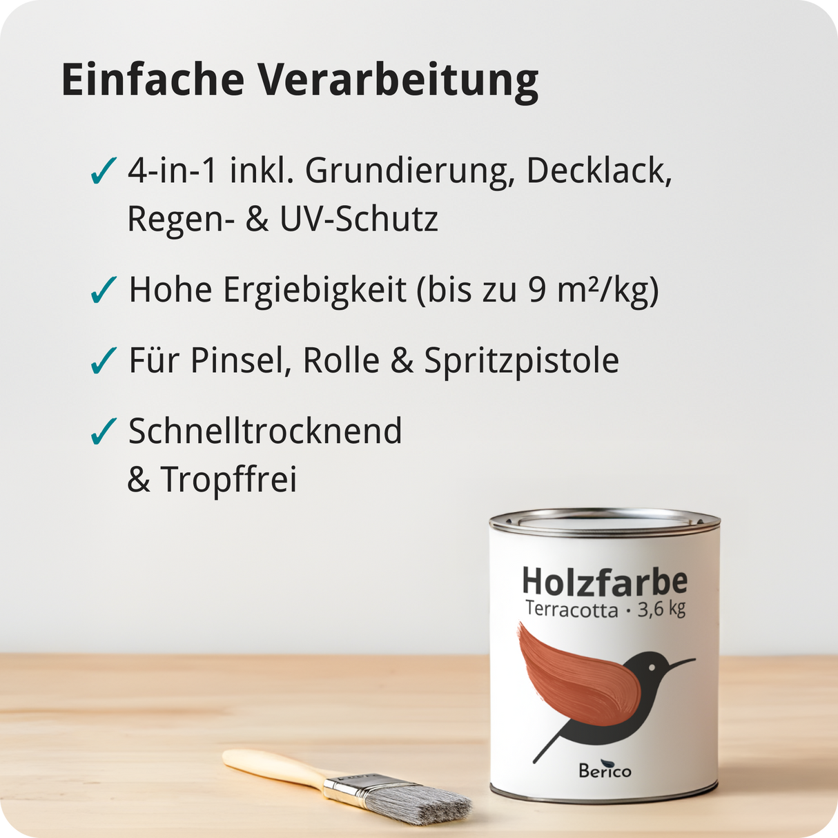 BERICO Holzfarbe: 4-in-1 Holzlack für Innen und Außen