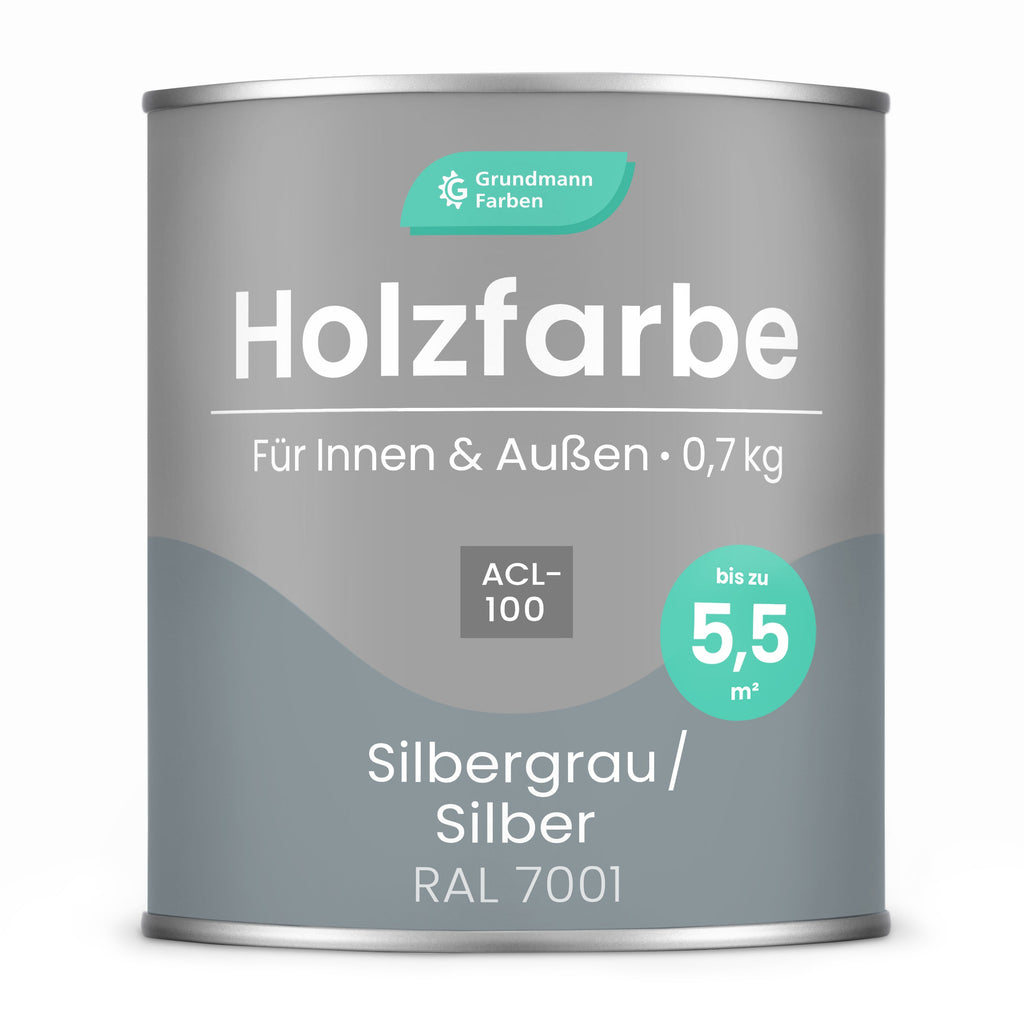 GRUNDMANN Holzfarbe & Wetterschutzfarbe: 3 - in - 1 Holzanstrich inkl. Grundierung - RAL 9002 – Grauweiß 0.7 Kg - Berico Farben