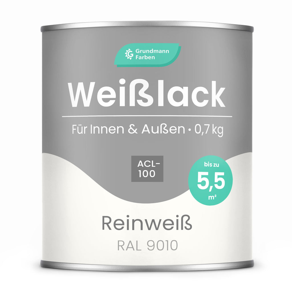 GRUNDMANN Premium Weisslack: Für Fenster, Türen und Möbel - 0.7 Kg RAL 9001 – Cremeweiss - Berico Farben