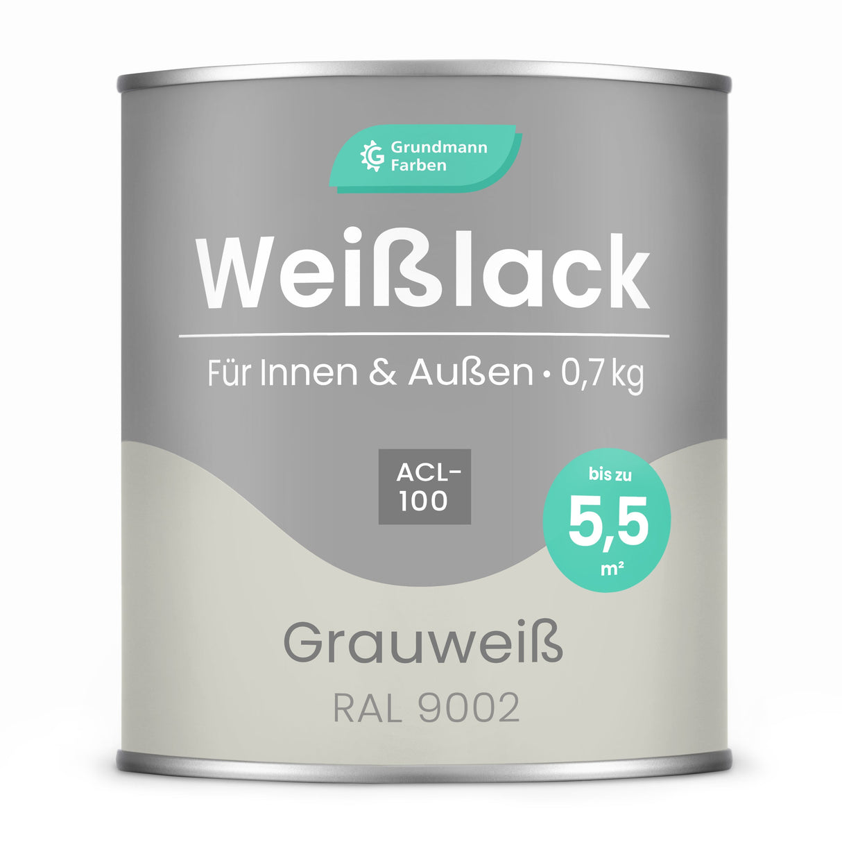 GRUNDMANN Premium Weisslack: Für Fenster, Türen und Möbel - 0.7 Kg RAL 9002 – Grauweiss - Berico Farben
