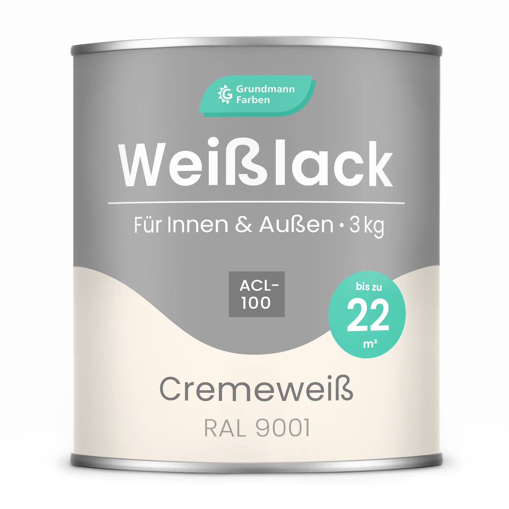 GRUNDMANN Premium Weisslack: Für Fenster, Türen und Möbel - 0.7 Kg RAL 9016 – Verkehrsweiss: Modernes, helles Weiss - Berico Farben