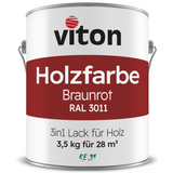 VITON Holzfarbe & Wetterschutzfarbe für Außen KE31 - 3in1 Grundierung & Deckfarbe