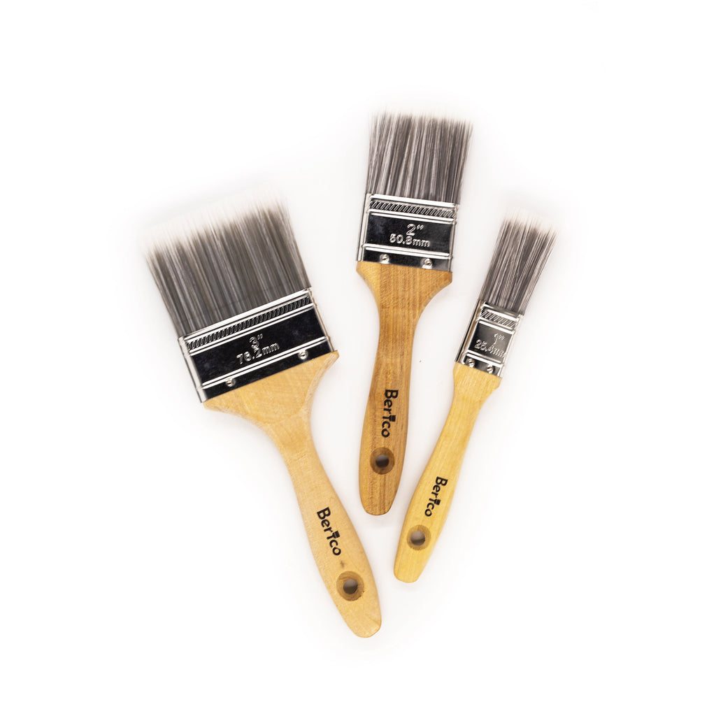 BERICO Flachpinsel mit Synthetikborsten – Für alle Lacke, Öle und Lasuren - 3er Pack - Berico Farben