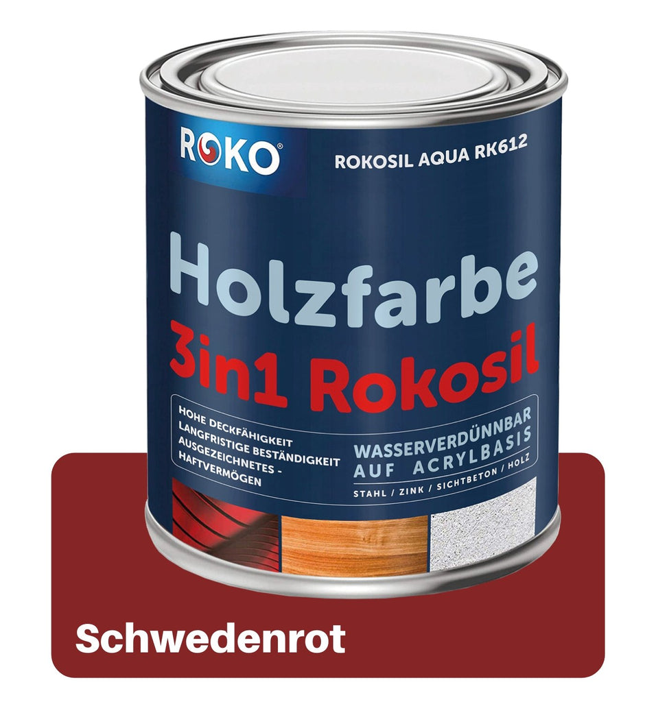 ROKO Holzfarbe: Dauerschutz für Innen und Außen - 0.7 Kg Schwedenrot - Berico Farben