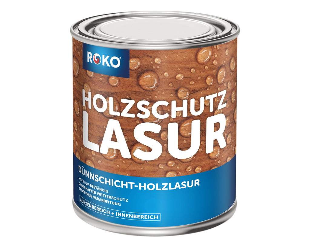 ROKO Holzlasur - Premium Lasur für Innen und Außen - Dauerhafter Wetter- und UV-Schutz - Blau 0.75 Liter - Berico Farben