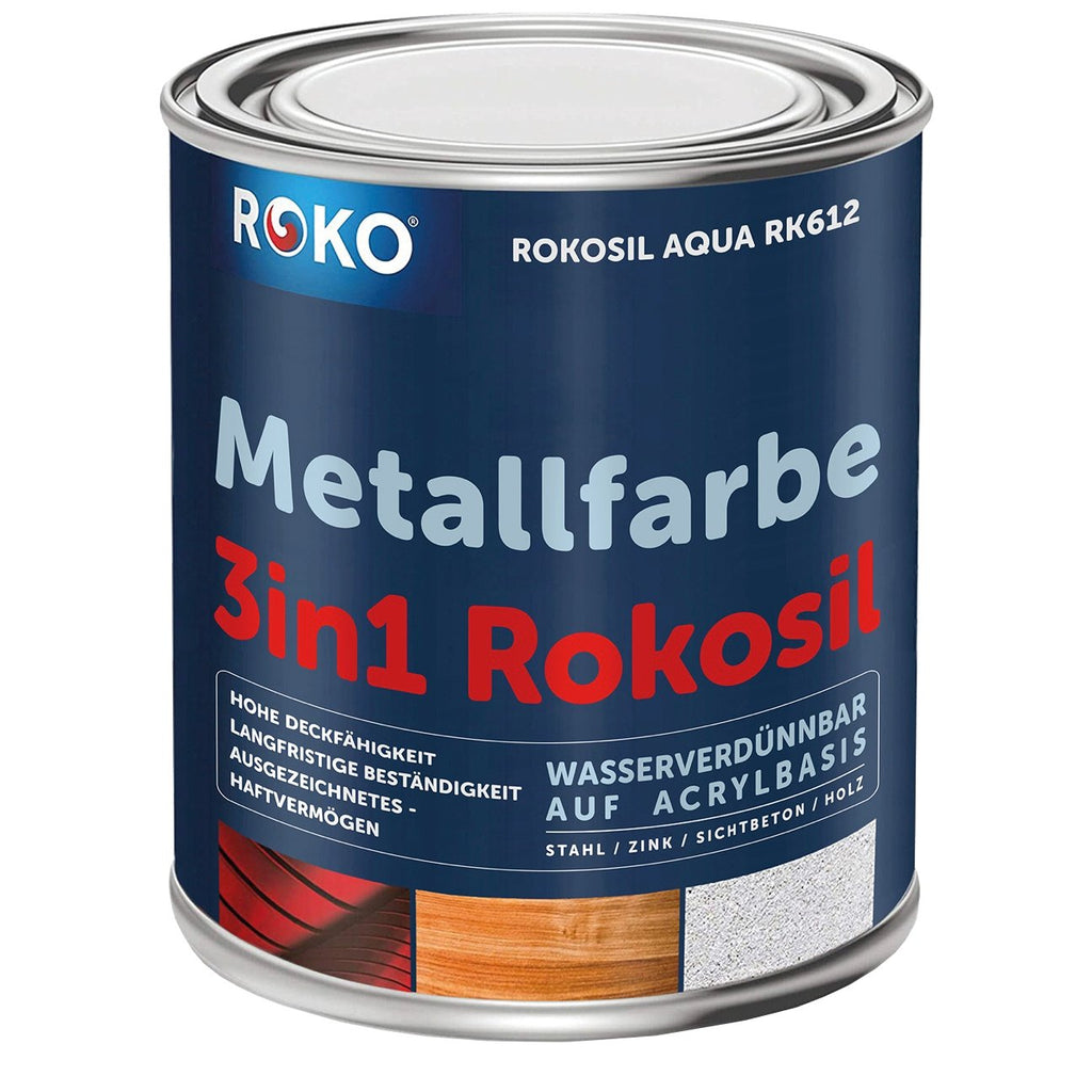 ROKO Metallfarbe: 3-in-1 inkl. Grundierung und Rostschutz - 0.7 Kg Anthrazit - Berico Farben