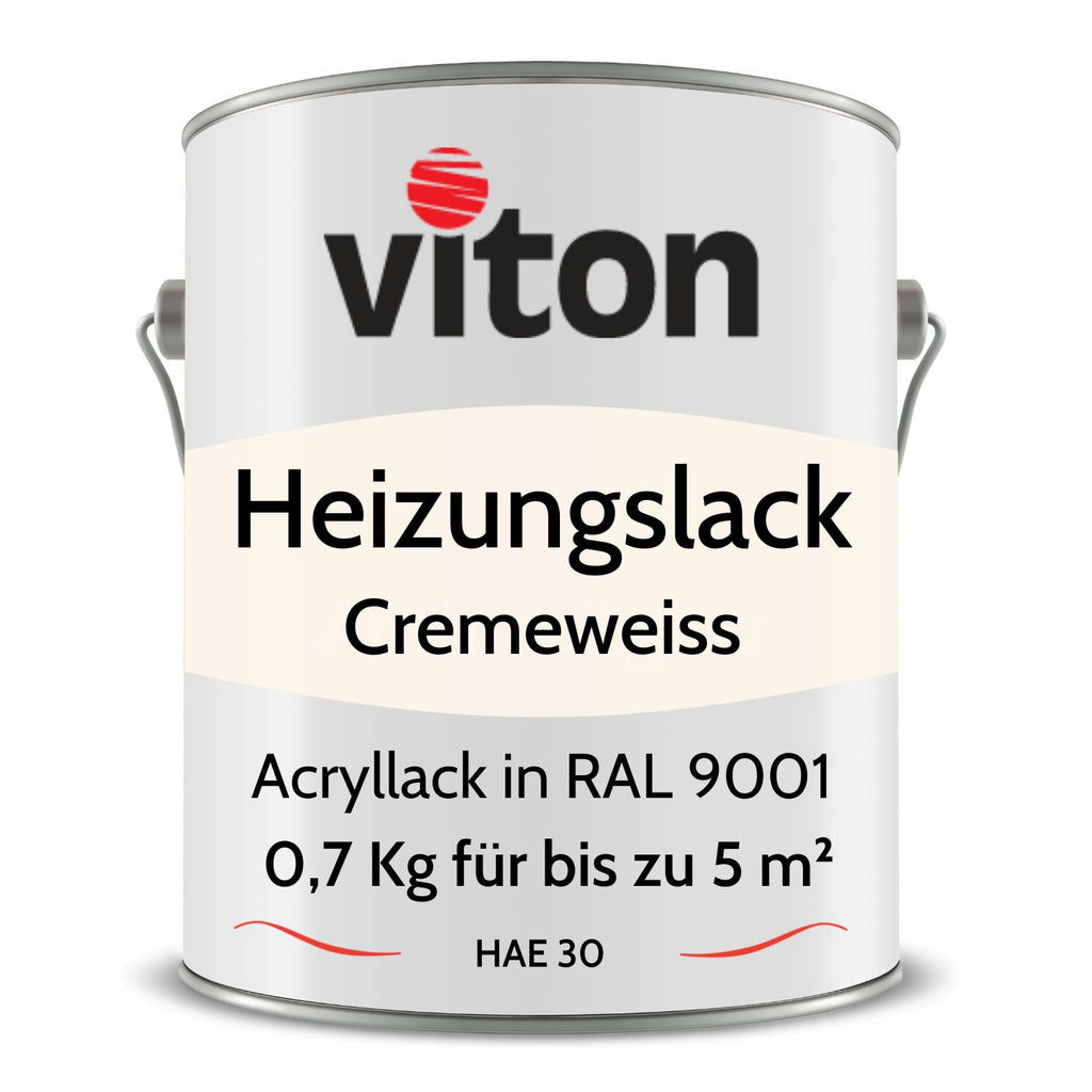 VITON Heizkörperlack - Hitzebeständig und Vergilbungsfrei - RAL 9001 – Cremeweiss 0.7 kg - Berico Farben