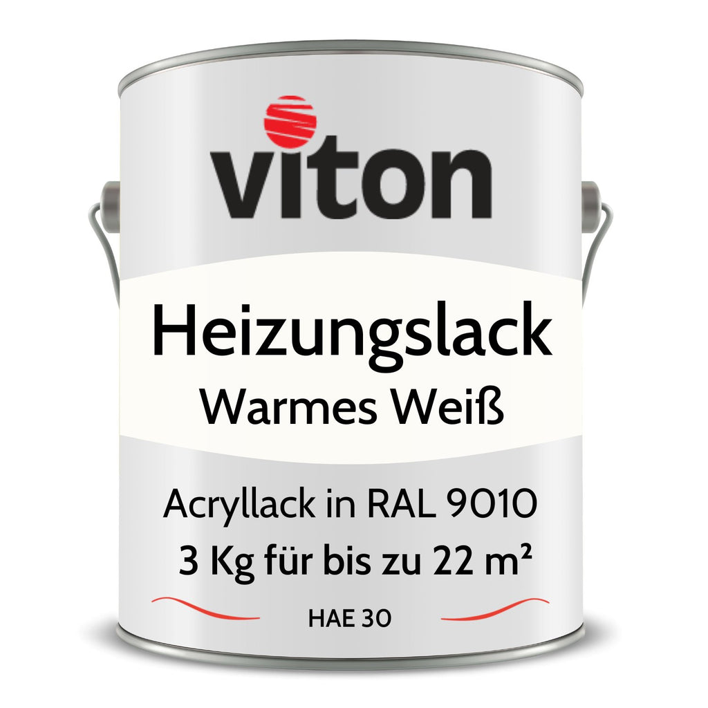 VITON Heizkörperlack - Hitzebeständig und Vergilbungsfrei - RAL 9010 – Reinweiss 3 kg - Berico Farben