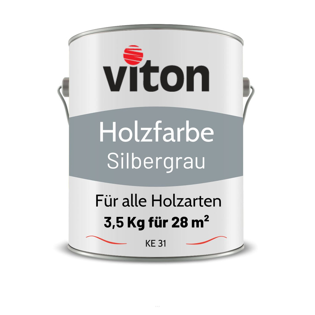 VITON Holzfarbe & Wetterschutzfarbe für Außen - 3in1 Grundierung & Deckfarbe - RAL 9006 - Silbergrau 3.5 Kg - Berico Farben